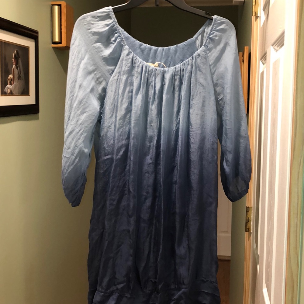 Blue Ombré Long Sleeve Dress